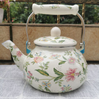 やかん ホーローやかん 2.5L 大容量 ケトル 琺瑯 花柄 バラ 湯沸かし ティーケトル コンパクト 軽量 直火 ガス火 北欧 広口 和風 IH対応