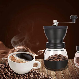 コーヒーミル手動 ガラス瓶付き 粗さ調整可能 コーヒーみる手挽きコーヒーミル セラミック臼 キャンプ、旅行、家庭用のポータブル小型コーヒーグラインダー こーひーみ