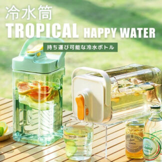 麦茶ポット ピッチャー お茶ポット ドリンクサーバー 横置き 耐熱 3.5L 漏れない ウオーターサーバー 冷水筒 冷水ボトル 蓋付き 洗いやすい プラスチック 冷蔵庫 水差し 夏アイテム フタ付き