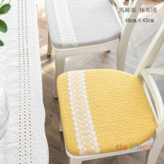 40cm×43cm チェアパッド チェア クッション 花柄 レース 馬蹄形 座布団 おしゃれ 田園風 暖かい 快適 ひも付き チェアマット 椅子用 腰痛 蒲団 低反発