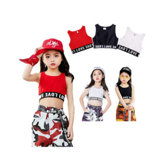 タンクトップ キッズ ダンス衣装 ヒップホップ へそだし トップス 白 黒 赤 ベスト キッズダンス 原宿系 ユニセックス ダンスウェア ジ ストリート
