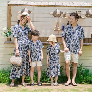親子 ペアルック アロハ シャツ ペアtシャツ 花柄 ハワイ 旅行 リンクコーデ 親子ペア カップル アロハシャツ ワンピース ママ 娘 マキシワンピース キッズ 母の日 プ 男の子