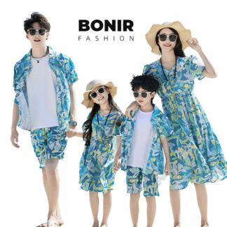 親子コーデ レディース シャツ+パンツ 半袖 シャツ ワンピース 単品orセット 家族お揃い 親子ペア キッズ リンクコーデ 親子 ペアルック パパ 子供アロハシャツ メンズ ママ