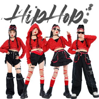 赤 ダンス キッズ 女の子 スパンコール へそ出し ダンス衣装 ガールズ カーゴパンツ スカート 長ズボン ダンスウェア 発表会 応援団 イベント ジュニア 普段着 jazz K-POP カッコイイ