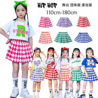 ダンス スカート 女の子 チェック柄 発表会 応援団 舞台 団体服 演出服 キッズ ボトムス プリーツスカート ガールズ ダンス衣装 おしゃれ K-pop 体育祭 文 hiphop