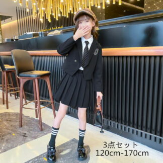 韓国子供服 女の子 制服 セットアップ スーツ フォーマル 3点セット 入学式 卒業式 結婚式 発表会 七五三 受験用 記念日 キッズ ガールズ 上下セット スカート オシャレ 春