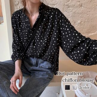 ブラウス レディース ドット柄シフォンブラウス フリル ブランド きれいめ スーツ ワンピース 長袖 カットソー 冬 Tシャツ ノーアイロン 事務服 高品質 オフィス 黒 おしゃれ ボウタイ レース
