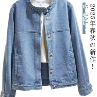 デニム ノーカラー デニムジャケット 長袖 Gジャン ノーカラージャケット ゆったり アウター レディース ジャケット ライトアウター 立ち襟 春 ノーカラーデニムジャケット 春服 秋服 大人