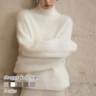 セーター レディース シャギーニットトップス タートルネック ゆる ざっくり かわいい 厚手 ケーブル編み トレーナー 人気 白 黒 ブランド 柄 ハイネック 春 クルーネック おしゃ