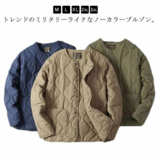 ノーカラーキルティングジャケット アウター ジャケット 長袖 メンズ キルティングライナー 体型カバー ノーカラージャケット キルティング ブルゾン ライナージャケット ライトアウター 防寒 保