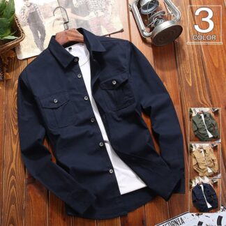 秋服 ミリタリーシャツ メンズ カジュアルシャツ シャツ メンズシャツ スリムメンズファッション トップス