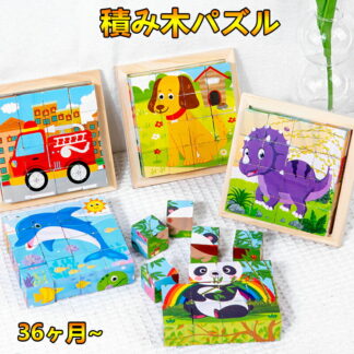 木のおもちゃ 3D立体パズル 知育玩具 キューブ ブロック 木製パズル 子供向け 動物 乗り物海洋生物 形合わせ 男の子 女の子 モンテッソーリ 3歳 4歳 6歳 赤ちゃん ベビー 5歳