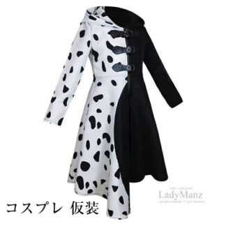 400円割引中 コスプレ衣装 クルエラ 黒白魔女 手袋付き ド ヴィル 合皮 仮装 cosplay 日常服 イベント クリスマス ハロウィン ステージ お祭り コスプレ用衣装 コスチ 文化祭