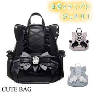 リュック レディース バックパック ミニリュック PUレザー リュックサック ショルダーバッグ ハンドバッグ 3way バッグ 女の子 痛バ かわいい地雷系 大容量 猫耳付き ショルダー