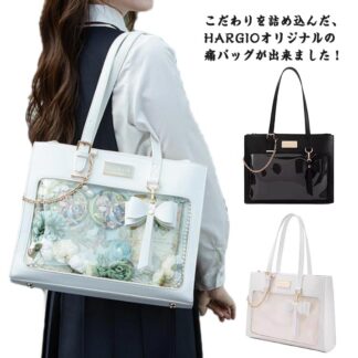 クリア トートバッグ かばん 2way トート 鞄 ショルダー 痛バック ヲタ活 痛バ バッグ カバン 痛バッグ 肩掛け ハンドバッグ 缶バッジ おしゃれ いたばっく いたば リボ かわいい