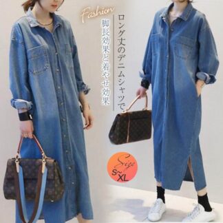 デニムロングシャツ デニム ロングシャツ レディース 羽織 ロングシャツワンピース 羽織り ワンピース シャツワンピース 春 秋 デニムシャツ 大きいサイズ オーバーサイズ デニムシ ゆったり