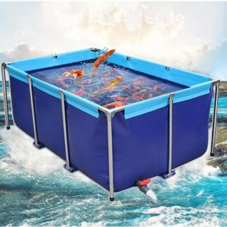 大型水槽 長方形プール 大型養殖用プール キャンバスの魚のいる池 大きい水槽 レクタングラフレームプール 0.8*0.6*0.3m 折りたたみ帆布生簀 ブラケ 立体養魚池