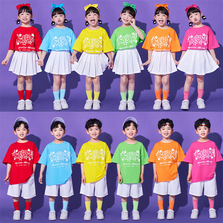 8色 子供服 キッズ ダンス衣装 パンツセット スカートセット セットアップ ジャズ 女の子 男の子 半袖 短パン スカート ヒップホップ 可愛い おしゃれ レッスン ダンスウェ カッコイイ