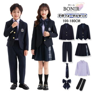 子供服 フォーマル スーツ 卒業式 入学式 キッズ ネービー ブレザー ジャケット コート 紺色 ズボン 女の子 タータンチェック スカート ネクタイ 蝶結び シャツ 子ども 卒園 定番 春 秋