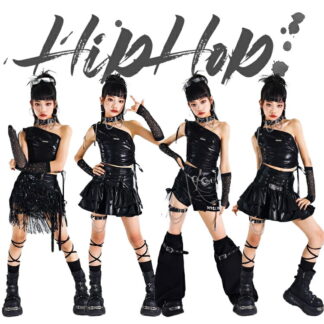 黒 キッズ ダンス衣装 レザー 女の子 ダンスウェア 短パンツ へそ出し レザースカート ガールズ 発表会 応援団 イベント ジュニア カッコイイ 普段着 K-POP オシャレ DANCE jazz