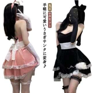サンタ コスプレ セクシー 兎 兎耳 うさぎ ウサギ ブラックサンタ サンタコス クリスマス ドレス 5点セット 仮装 ワンピース バニーガール サンタクロース クリスマス衣 パーティードレス