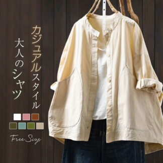 シャツ ブラウス 七分袖 レディース 立ち襟 綿 コットン トップス 羽織 春 夏 ゆったり カジュアル 体型カバー 大人 可愛い おしゃれ きれいめ 羽織り 通勤 オフィス ライトアウター