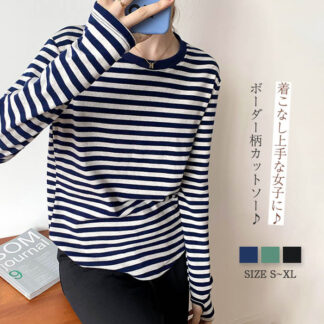 ボーダー tシャツ レディース 長袖 Tシャツ トップス シンプル 長袖tシャツ カジュアル 秋冬 春 秋 冬 着回し 大人 レディースtシャツ 定番 スウェット カットソー