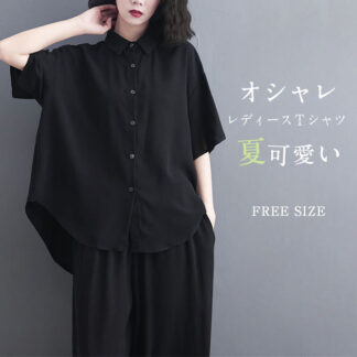 春秋 tシャツ シャツ レディーストップス リネンチュニック 大きいサイズ 着痩せ 七分袖 リネンシャツ レディース 春 夏 トップス 体型カバー 黒 ブラック ゆったり