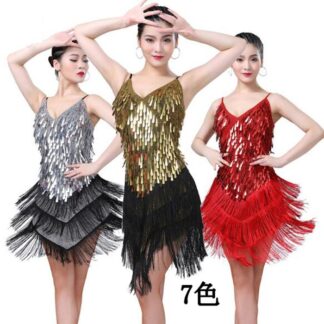 社交ダンスレディースラテンダンスラテンドレス スパンコールワンピース ダンス衣装 舞台服練習用団体活動レディース ラテンダンス衣装 スパンコール jazz HIPHOP 社交ダンス衣装