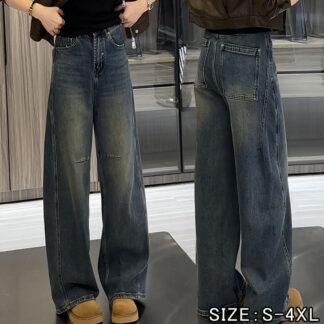 ハイウエストストレートデニムパンツ レディース パンツ デニム ジーンズ ワイド ロング ハイウエスト ゆったり 体型カバー ポケット付き 30代 40代 50代 20代
