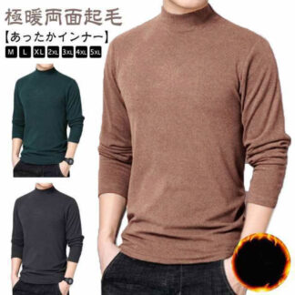 両面起毛 インナー あったかい あったかインナー ヒートテック 秋 冬 メンズ Tシャツ 保温 タートル ハイネック 長袖 無地 黒 肌着 大きいサイズ 防寒 極暖 暖かい ゴルフ 発熱 イ