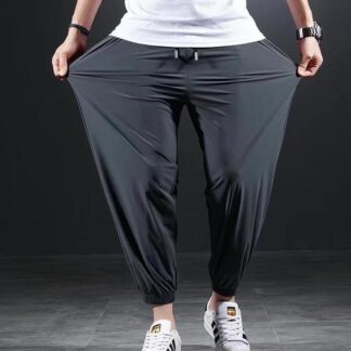 軽量 ロングパンツ スポーツパンツ 通気 接触冷感 メンズ ストレッチ サルエルパンツ ウエストゴム 涼しい 速乾 無地 裾ゴム 薄手 トレーニングパンツ ストレッチパンツ 夏 春