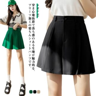 ボトムス パンツ キュロット レディース プリーツキュロット おしゃれ タック スカーチョ スカンツ ハーフパンツ きれいめ スラックス ショートパンツ 薄手 ゆったり 春夏