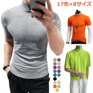 ハイネック カットソー メンズ 半袖 Tシャツ 無地 無地tシャツ 夏 ハイネックtシャツ スポーツ ネイビー ティーシャツ 白 黒 ゴルフウェア カジュアル 大き トップス