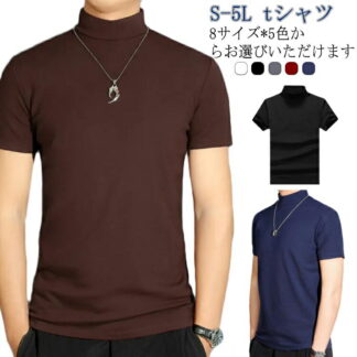 ハイネック 半袖 tシャツ メンズ ゴルフ ゴルフウェア カットソー 無地 在宅 作業着 モックネックシャツ トップス スポーツ ティーシャツ ポロシャツ インナー カジュアル 半袖Tシャ