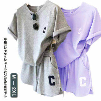カジュアルセットアップ スウェット上下セット 半袖 ショートパンツ tシャツ パジャマ レディース セットアップ 2点セット ルームウェア 短パン Tシャツ 夏用 ワンマイルウェ 可愛い