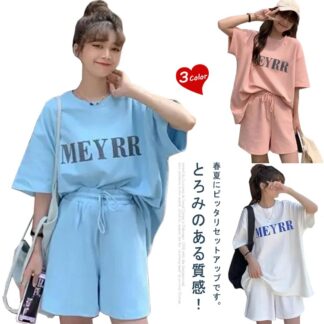 ルームウェア 上下セット レディース セットアップ パジャマ 半袖 トップス 短パン ショートパンツ パンツ 短ズボン 半ズボン 部屋着 上下 薄手 英字 おしゃれ 女の子 外出 大きいサイズ