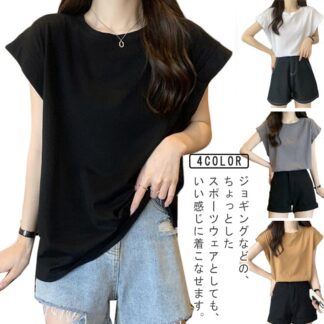 フレンチスリーブTシャツ Tシャツ トップス レディース 半袖 カジュアル おしゃれ ニュアンスネック ニュアンス フレンチスリーブ トレンド 韓国 大人 上品 シンプル きれいめ