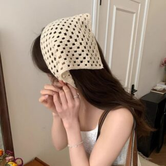 バブーシュカ カチューシャ ヘッドドレス ヘアバンド アイボリー レース編み ヘッドスカーフ 春夏 コットン 大人可愛い レデイースヘアアクセサリー 綿