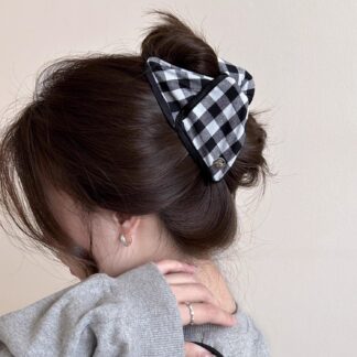 ギンガムチェックバンスクリップ バレッタ ヘアクリップ トレンド レディースヘアアクセサリー おしゃれ