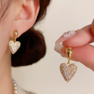 ハートピアス ドロップピアス ビジューピアス レデイース キラキラ ラインストーン おしゃれ 結婚式 二次会 アクセサリー 大人可愛い