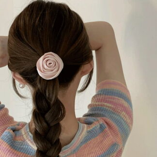 ローズモチーフリボンヘアゴム シュシュ レディースヘアアクセサリー 大人可愛い カジュアル おしゃれ