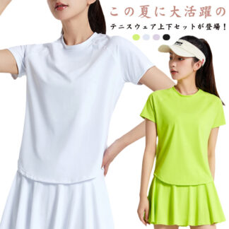 速乾 2点セット 体操服 スポーツウェア テニスウェア レディース 吸汗 通気 軽量 インナーパンツ付き ゴルフウェア バドミントン トレーニングウェア 運動着 着痩せ カジュアル 半袖T
