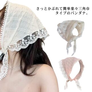 夏 ヘアバンド 写真撮影 フェス バンダナ ヘッドアクセサリー バブーシュカ 春 レディース シンプル 三角巾 スカーフ かわいい おしゃれ レース カチューシャ 可愛い カジュアル トレン