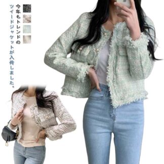 春 ノーカラー ショート丈 冬 服装 白 黒 レディース 入学式 ノーカラージャケット ツイードジャケット ショート ショートジャケット 卒業式 結婚式 セレモ二ー フォー 入園式