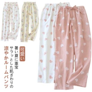総柄 ルームパンツ レディース ステテコ 春夏 ルームウェア 綿100 綿 女性 大きいサイズ ワイドパンツ 部屋着 ロングパンツ コットン 薄手 ロング丈 長パン 涼しい ゆったり ス