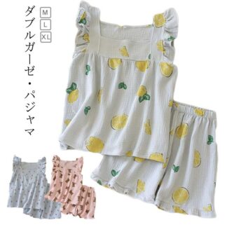 レディース パジャマ 上下セット タンクトップ 短パン 2重ガーゼ 綿 半袖 ショートパンツ 浴衣 薄手 夏服 花柄 可愛い パジャマセット 夏用 ルームウエア ゆったり カジュアル 在