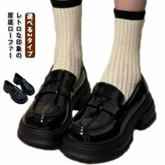美脚 レディース ロリータ靴 レースアップ シューズ レザー靴 お嬢様風 ラウンドトゥ パンプス 通学靴 無地 学生靴 ローファー PU 厚底ローファー 高校生 女子 コ ロリータ