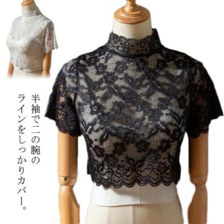 重ね着 付け袖 インナー 体型カバー 二の腕カバー つけ袖 振り袖 夏 フリル袖 ひらひら レース 着痩せ フレア レイヤード トップス ハイネック 透け感 細見え 半 フレアスリーブ
