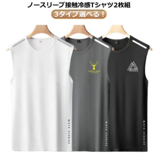 メンズ タンクトップ 夏 ドライ メッシュ Tシャツ ノースリーブ 無地 2枚セット 薄手 涼しい トップス 袖なしTシャツ ストレッチ スポーツウェア ジム フィットネス 吸汗速 運動着